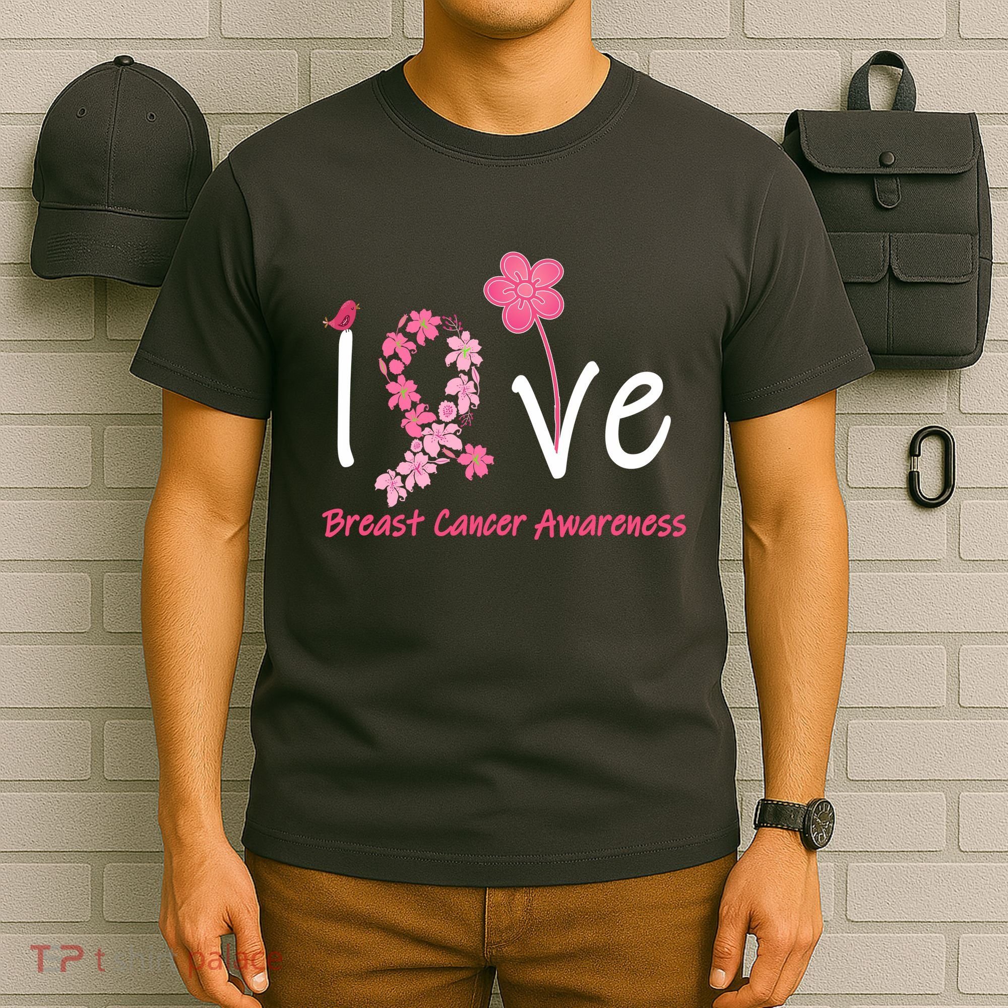 Love Breast Cancer Awareness Flower Ribbon T-Shirt