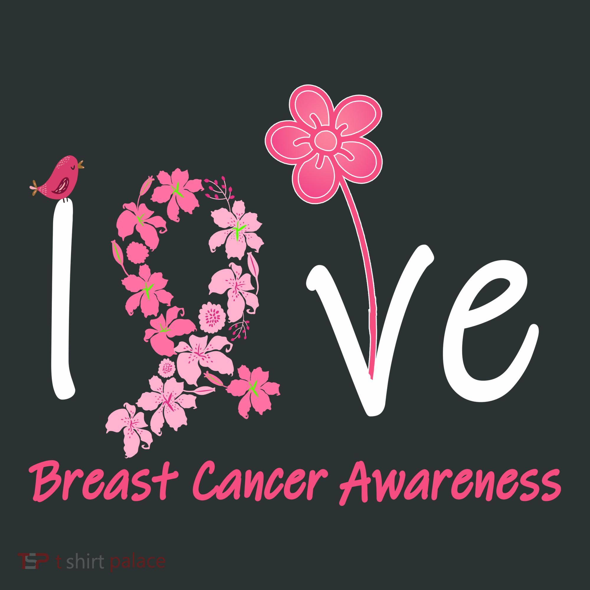 Love Breast Cancer Awareness Flower Ribbon T-Shirt