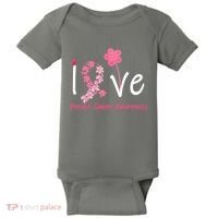 Love Breast Cancer Awareness Flower Ribbon Baby Bodysuit thumb 0