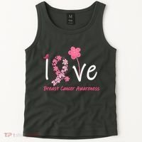 Love Breast Cancer Awareness Flower Ribbon Tank Top thumb 2