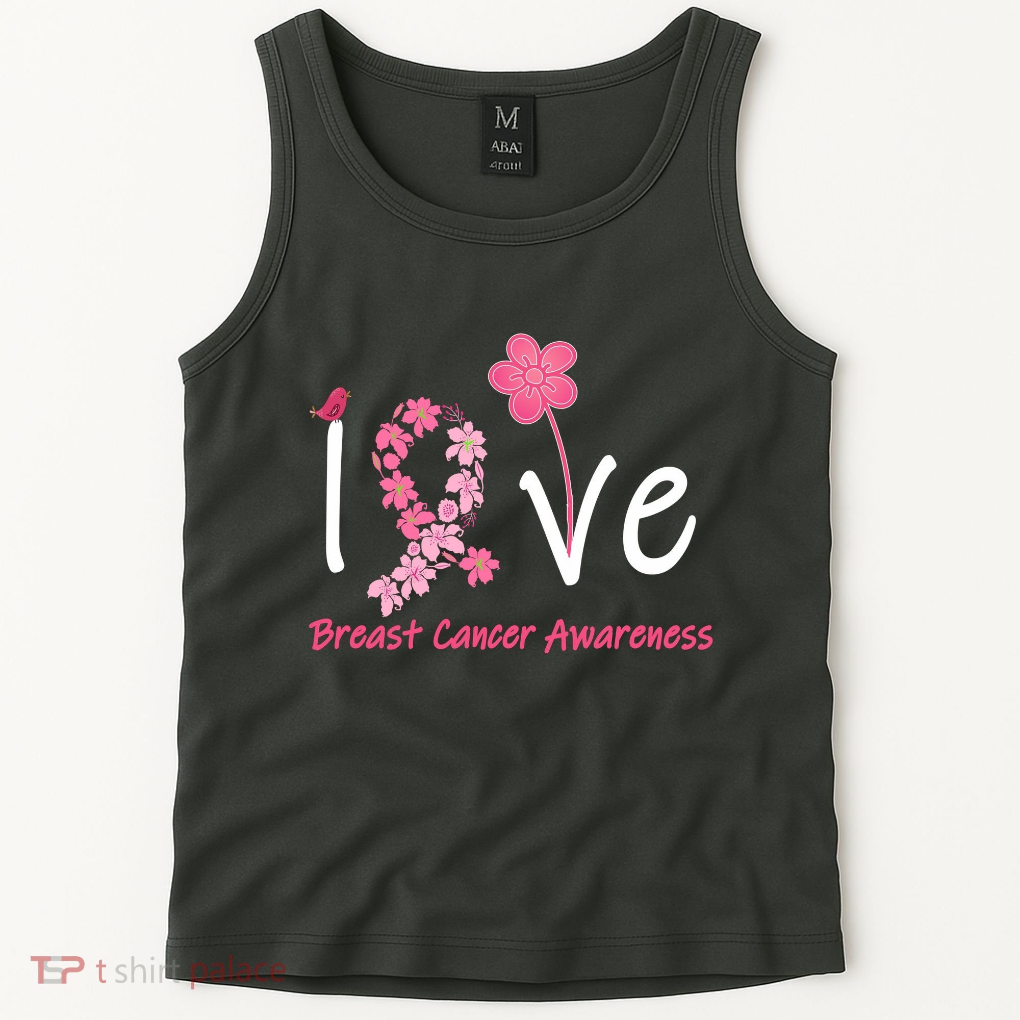 Love Breast Cancer Awareness Flower Ribbon Tank Top