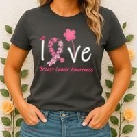 Love Breast Cancer Awareness Flower Ribbon Women's T-Shirt thumb 2