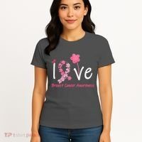 Love Breast Cancer Awareness Flower Ribbon Women's T-Shirt thumb 4
