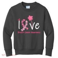 Love Breast Cancer Awareness Flower Ribbon Kids Sweatshirt thumb 0