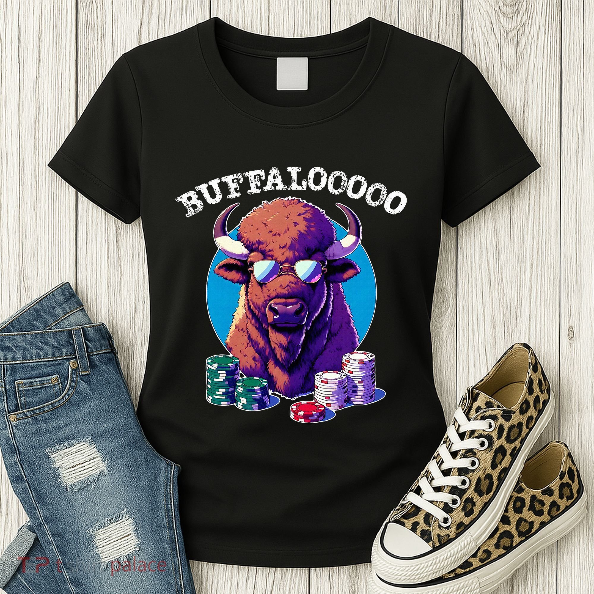 Lucky Buffalo Casino Slot Machine Buffalooooo Gambling Women's T-Shirt
