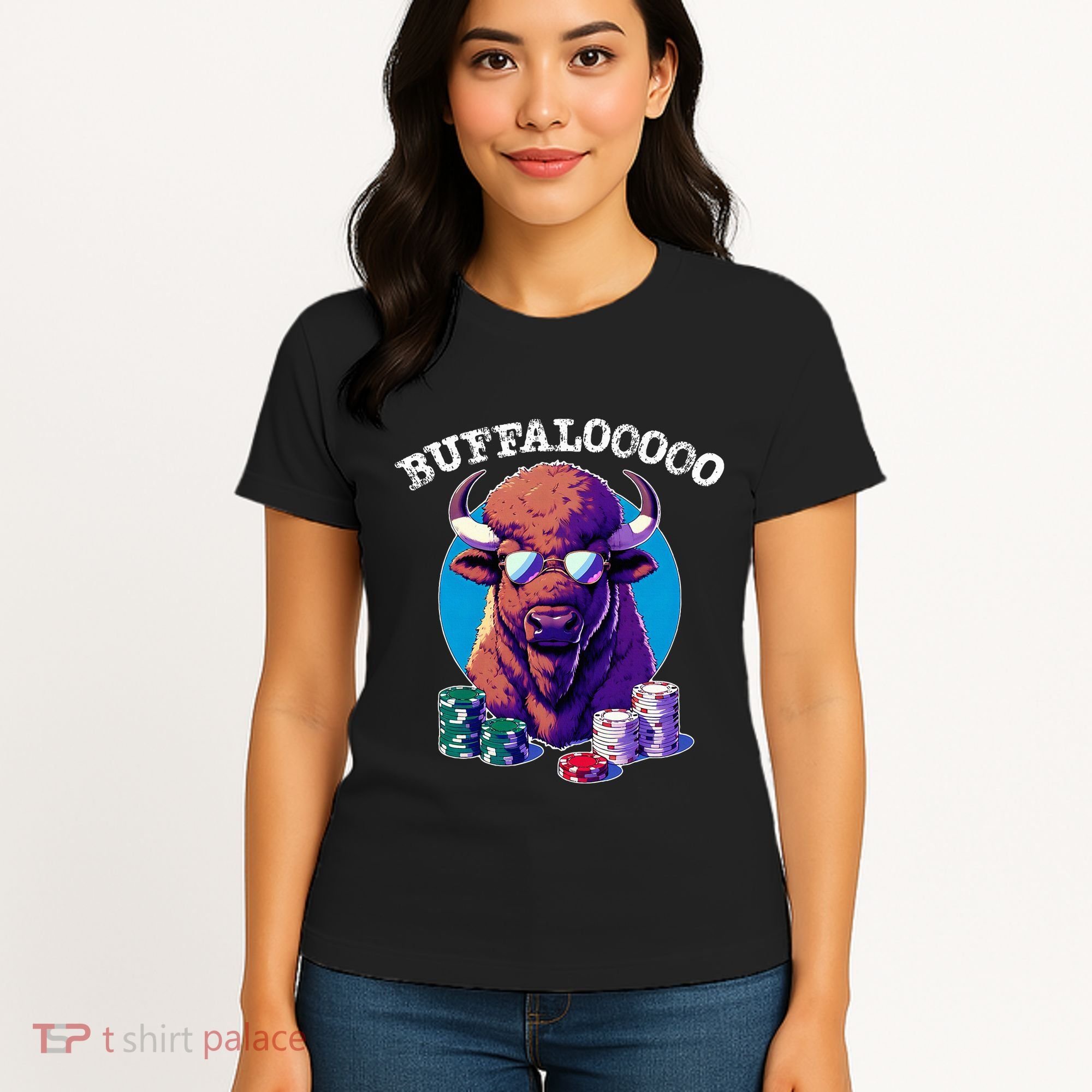Lucky Buffalo Casino Slot Machine Buffalooooo Gambling Women's T-Shirt