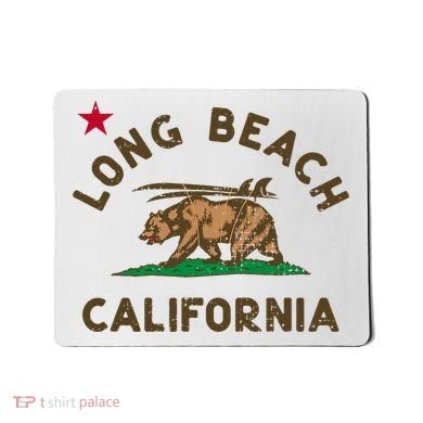 Long Beach California Beach Flag Bear Surf Ca Vintage Mousepad