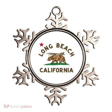 Long Beach California Beach Flag Bear Surf Ca Vintage Ornament
