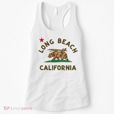 Long Beach California Beach Flag Bear Surf Ca Vintage Women's Tank Top