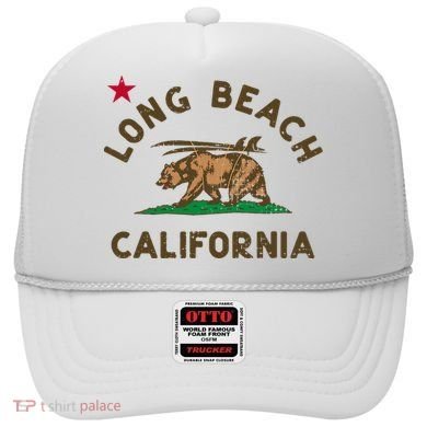 Long Beach California Beach Flag Bear Surf Ca Vintage Hat