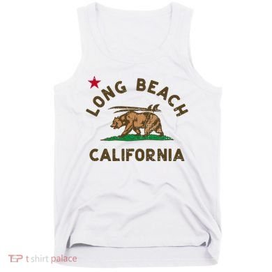 Long Beach California Beach Flag Bear Surf Ca Vintage Tank Top