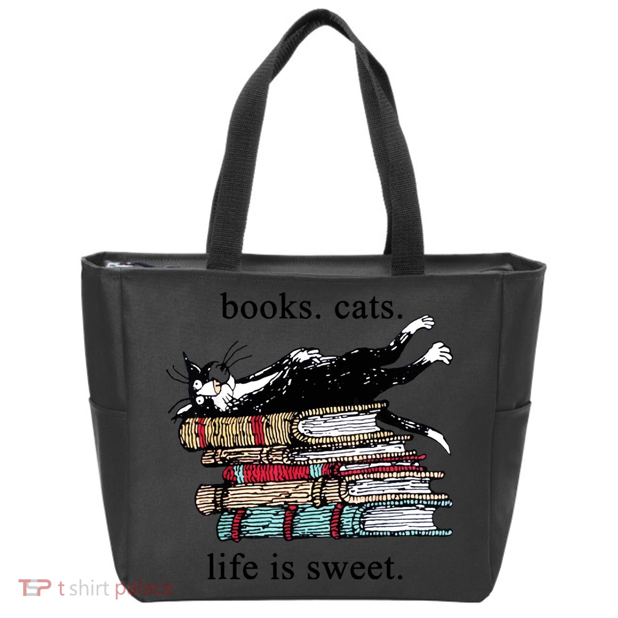Literary Books Cats Life Is Sweet Tote Bag