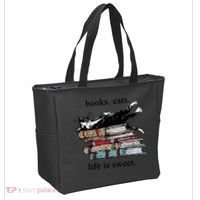 Literary Books Cats Life Is Sweet Tote Bag thumb 2