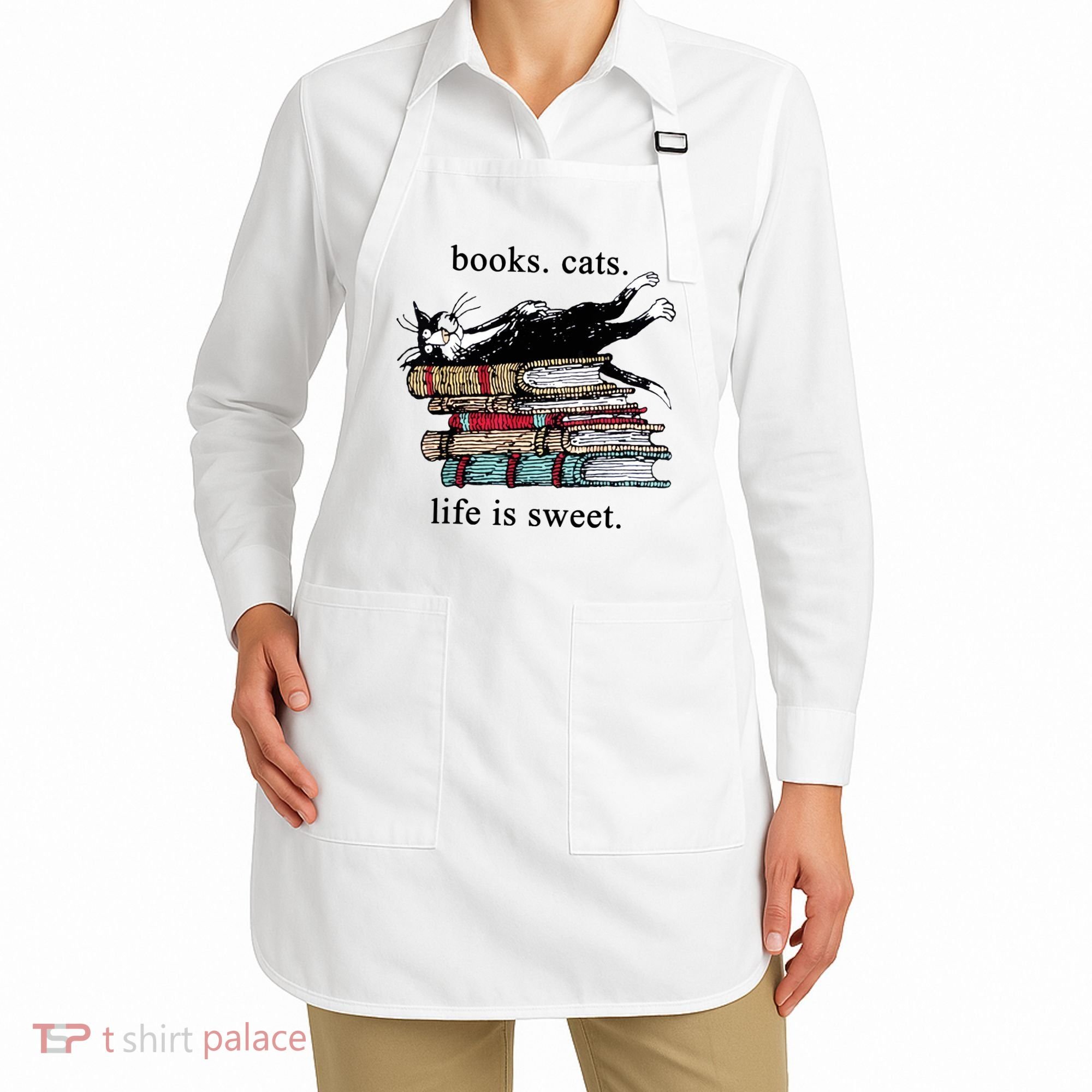 Literary Books Cats Life Is Sweet Apron