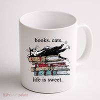 Literary Books Cats Life Is Sweet Coffee Mug thumb 1