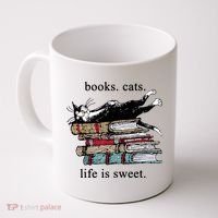 Literary Books Cats Life Is Sweet Coffee Mug thumb 0