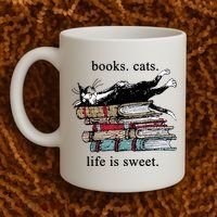 Literary Books Cats Life Is Sweet Coffee Mug thumb 2