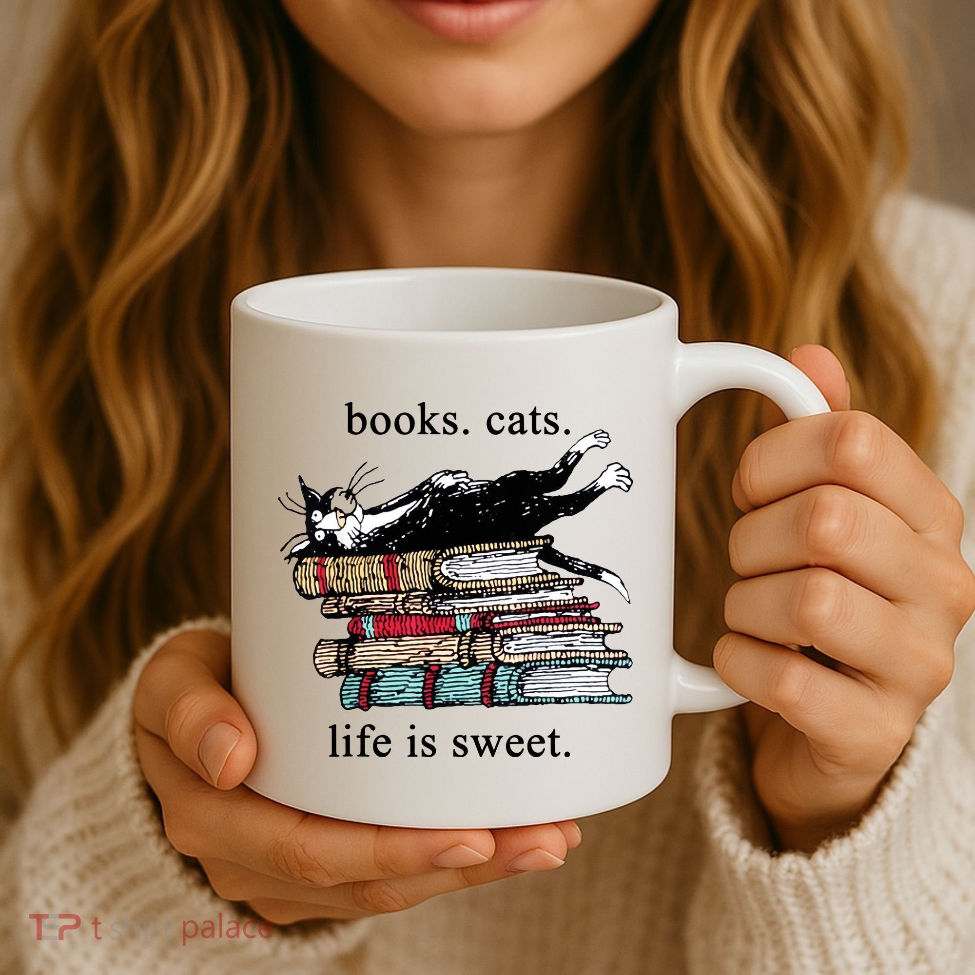 Literary Books Cats Life Is Sweet Coffee Mug