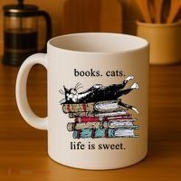 Literary Books Cats Life Is Sweet Coffee Mug thumb 4