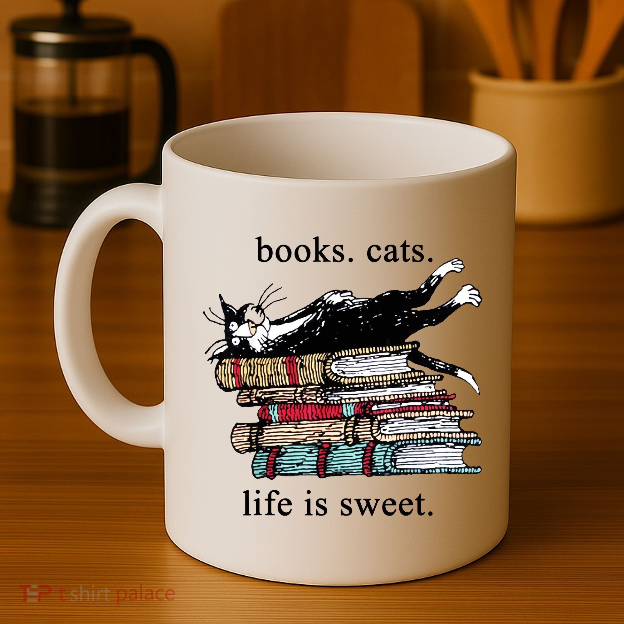 Literary Books Cats Life Is Sweet Coffee Mug