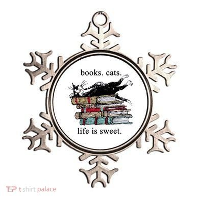 Literary Books Cats Life Is Sweet Ornament
