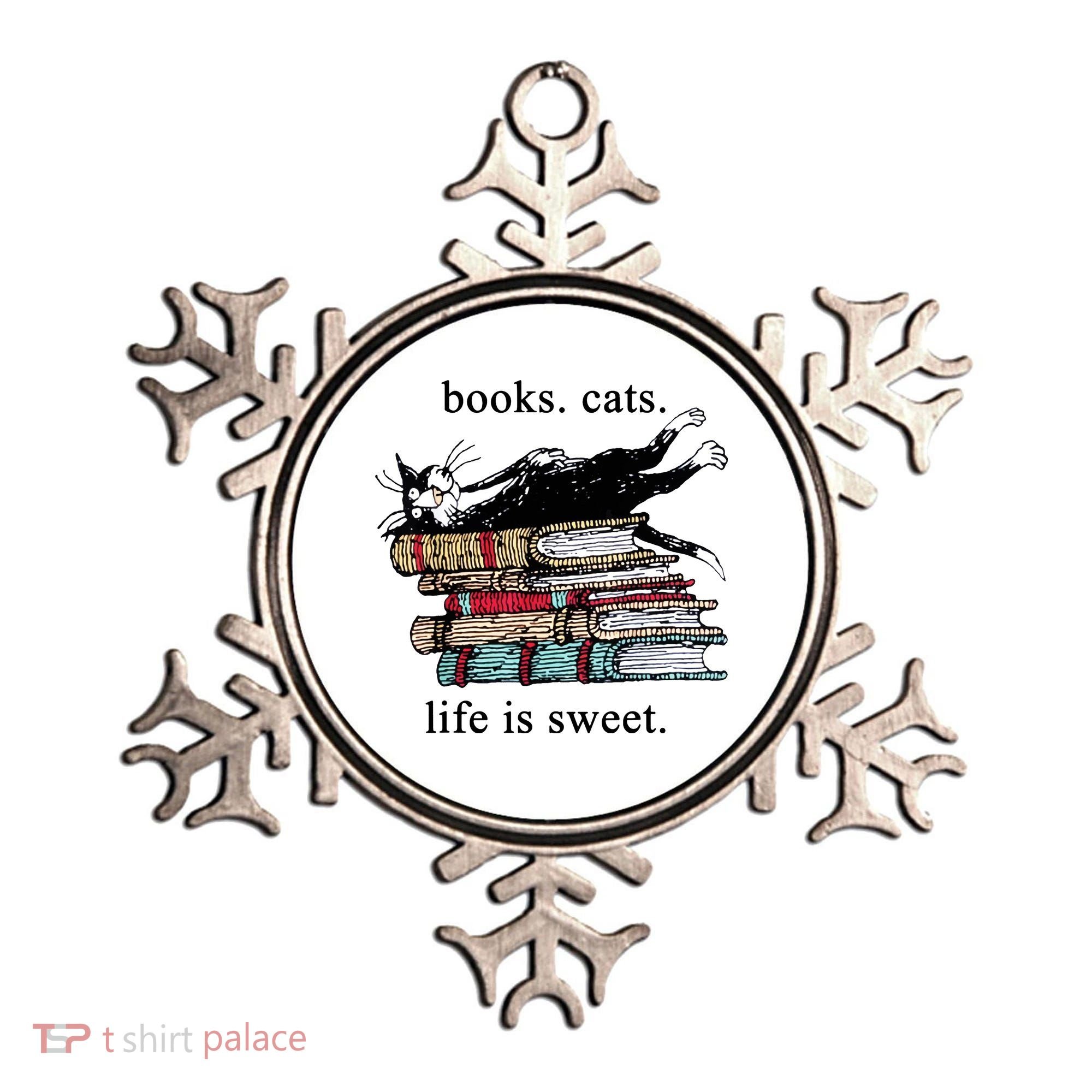 Literary Books Cats Life Is Sweet Ornament