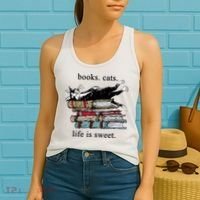 Literary Books Cats Life Is Sweet Women's Tank Top thumb 2