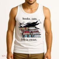 Literary Books Cats Life Is Sweet Tank Top thumb 3