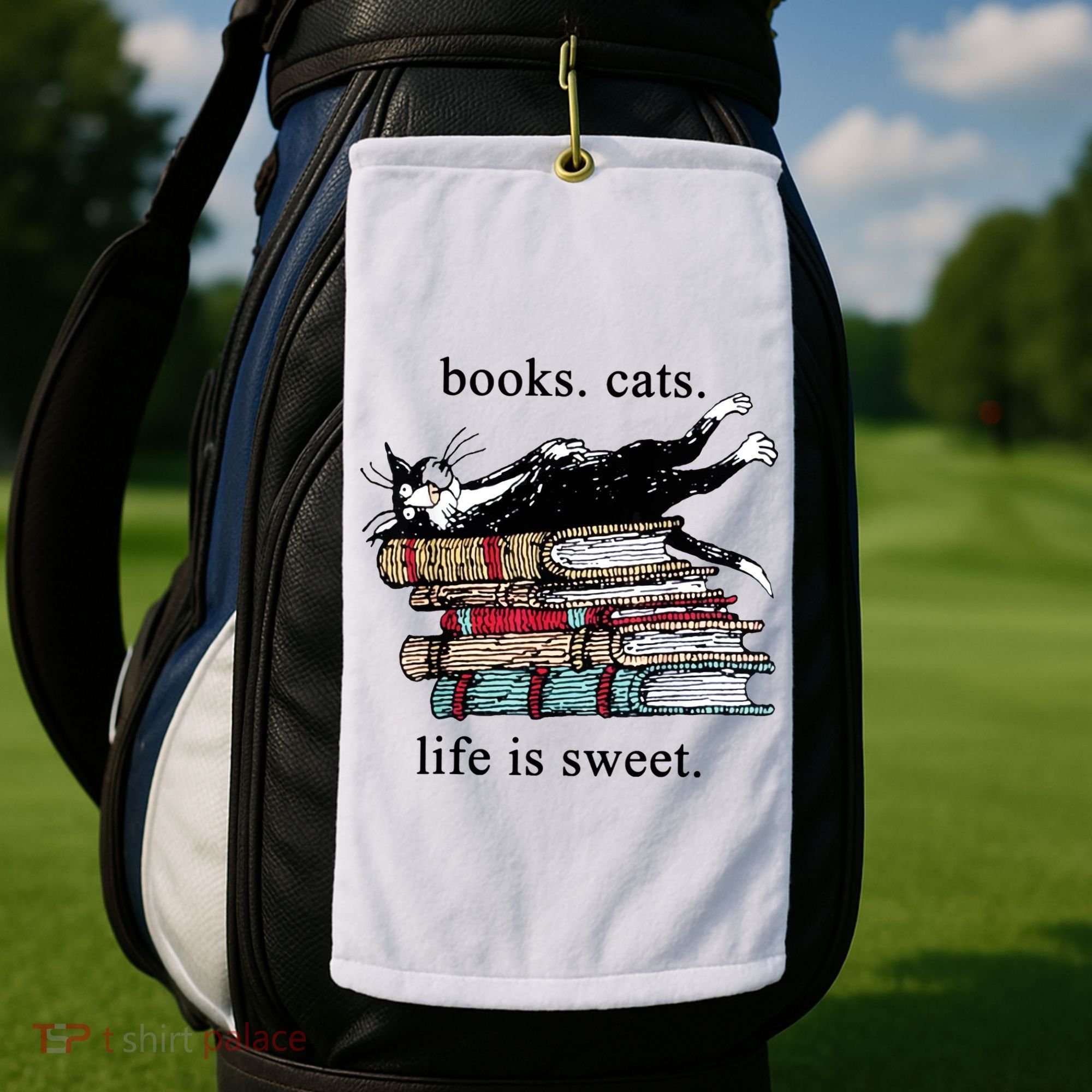 Literary Books Cats Life Is Sweet Golf Towel