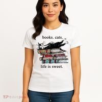 Literary Books Cats Life Is Sweet Women's T-Shirt thumb 4