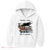 Literary Books Cats Life Is Sweet Kids Hoodie thumb 0