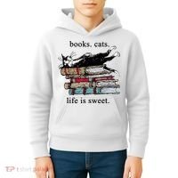 Literary Books Cats Life Is Sweet Kids Hoodie thumb 4