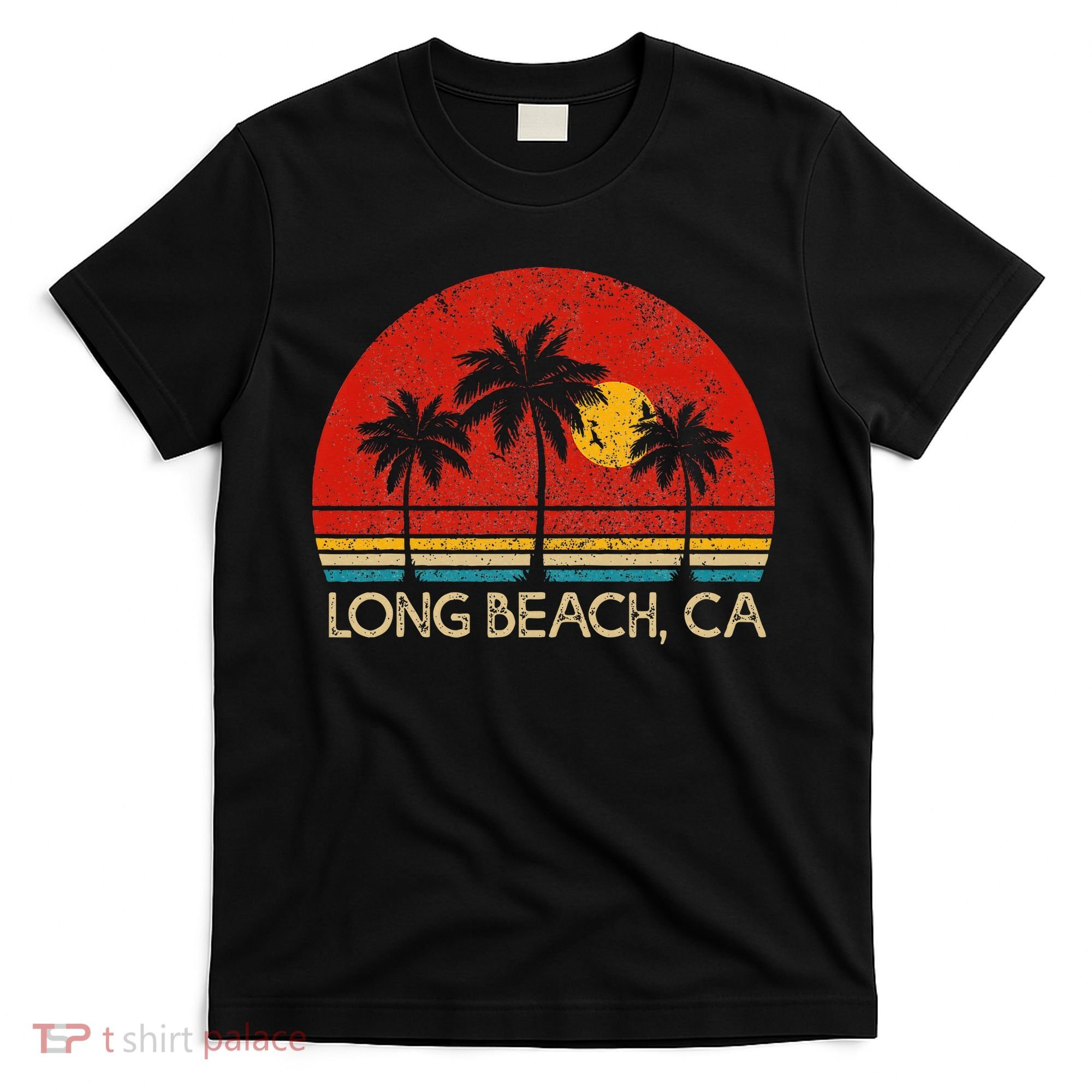 Long Beach California CA Surfer Retro Sunset Vintage T-Shirt