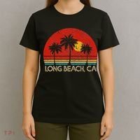 Long Beach California CA Surfer Retro Sunset Vintage T-Shirt thumb 4