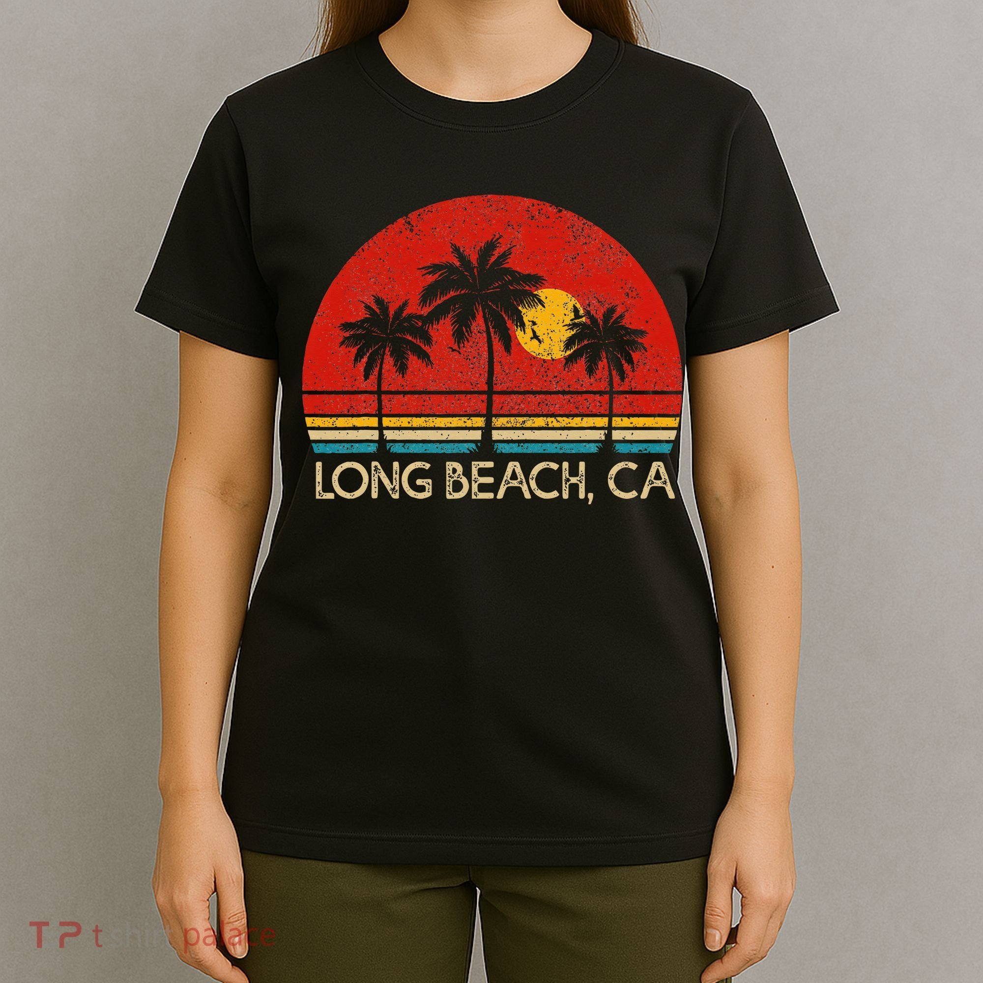 Long Beach California CA Surfer Retro Sunset Vintage T-Shirt