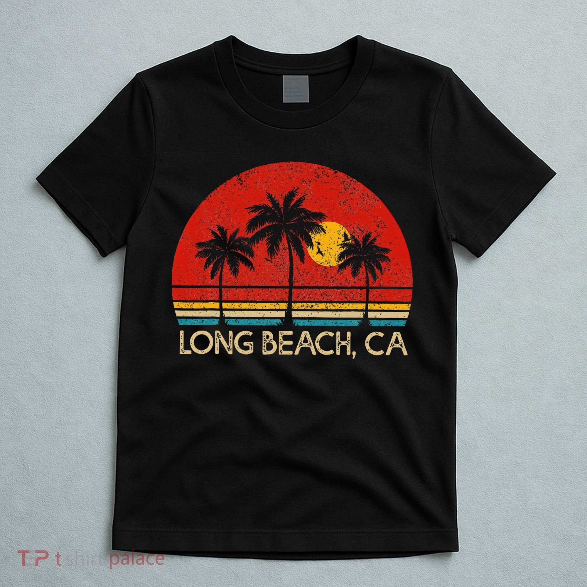 Long Beach California CA Surfer Retro Sunset Vintage T-Shirt