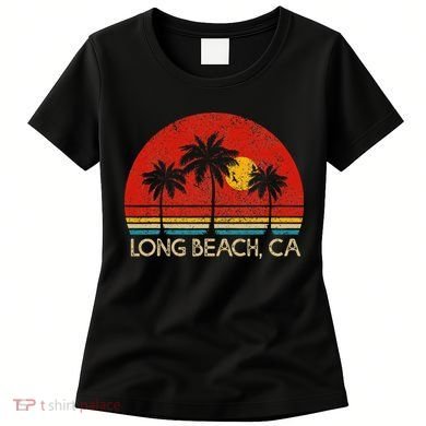 Long Beach California CA Surfer Retro Sunset Vintage Women's T-Shirt