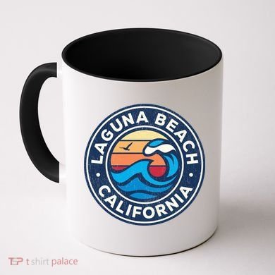 Laguna Beach California Ca Vintage Nautical Waves Design Coffee Mug