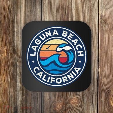 Laguna Beach California Ca Vintage Nautical Waves Design Coaster
