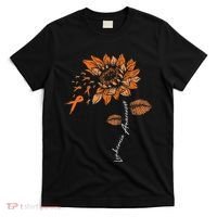 Leukemia Blood Cancer Awareness Orange Ribbon Sunflower T-Shirt thumb 0