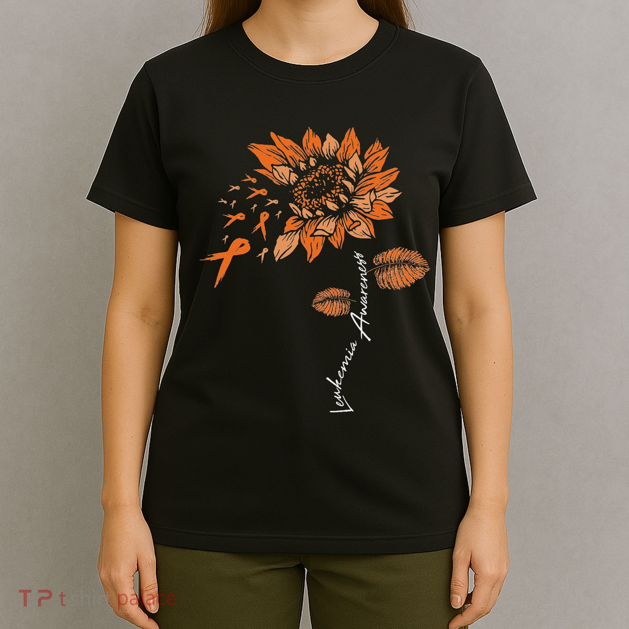 Leukemia Blood Cancer Awareness Orange Ribbon Sunflower T-Shirt