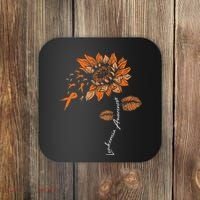 Leukemia Blood Cancer Awareness Orange Ribbon Sunflower Coaster thumb 0