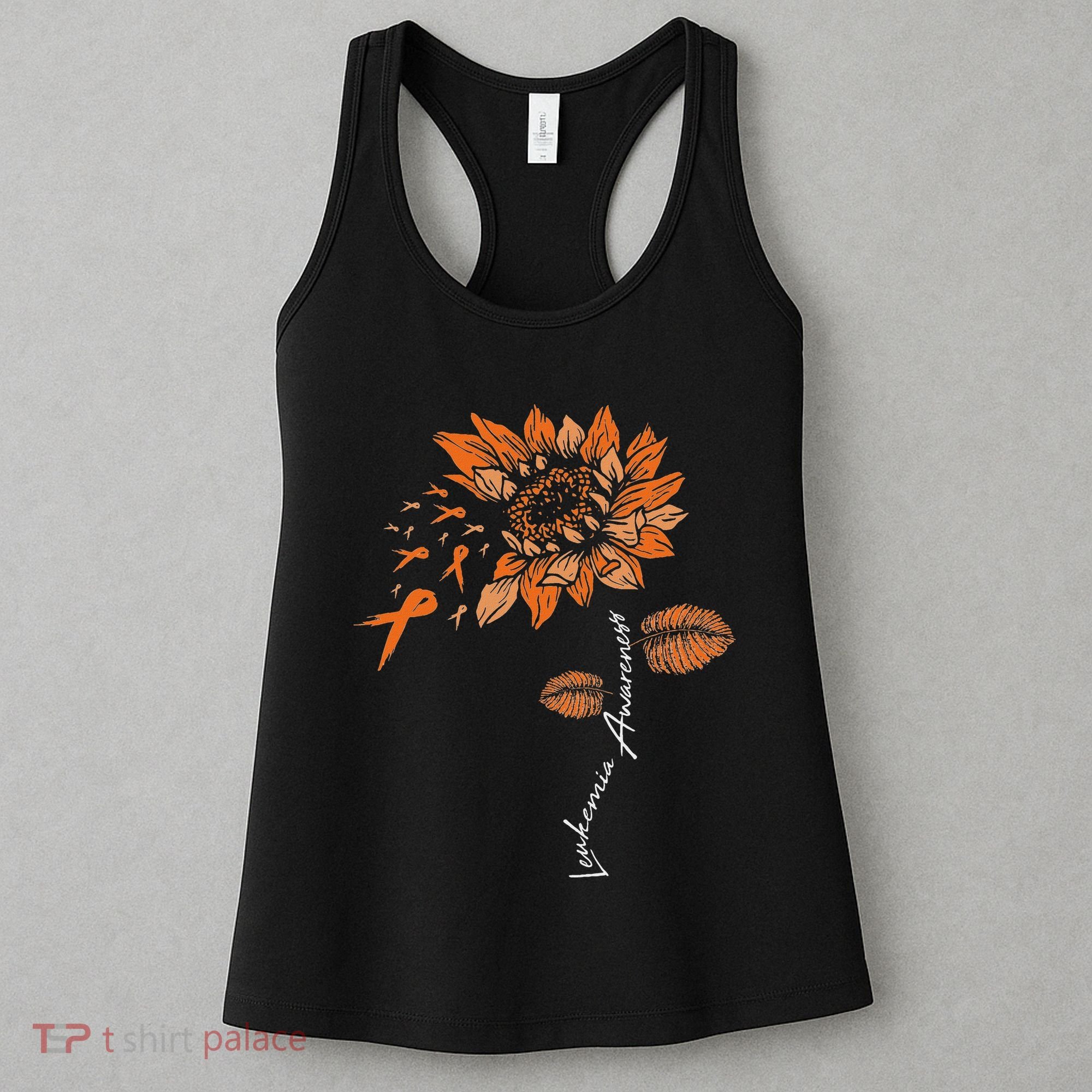 Leukemia Blood Cancer Awareness Orange Ribbon Sunflower Women's Tank Top