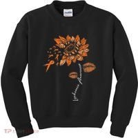 Leukemia Blood Cancer Awareness Orange Ribbon Sunflower Kids Sweatshirt thumb 0