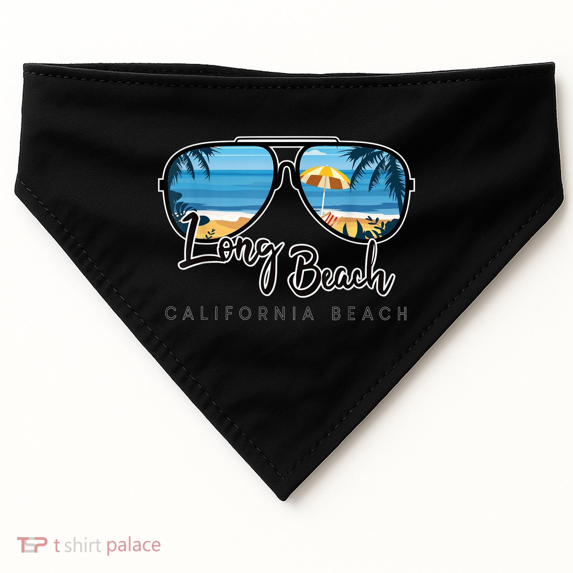 Long Beach California Palm Tree Sunglasses Souvenir USA-Made Doggie Bandana