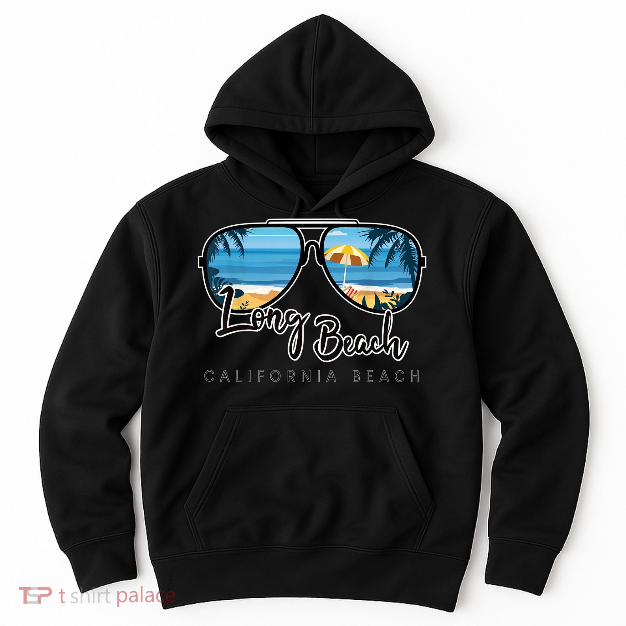 Long Beach California Palm Tree Sunglasses Souvenir Hoodie