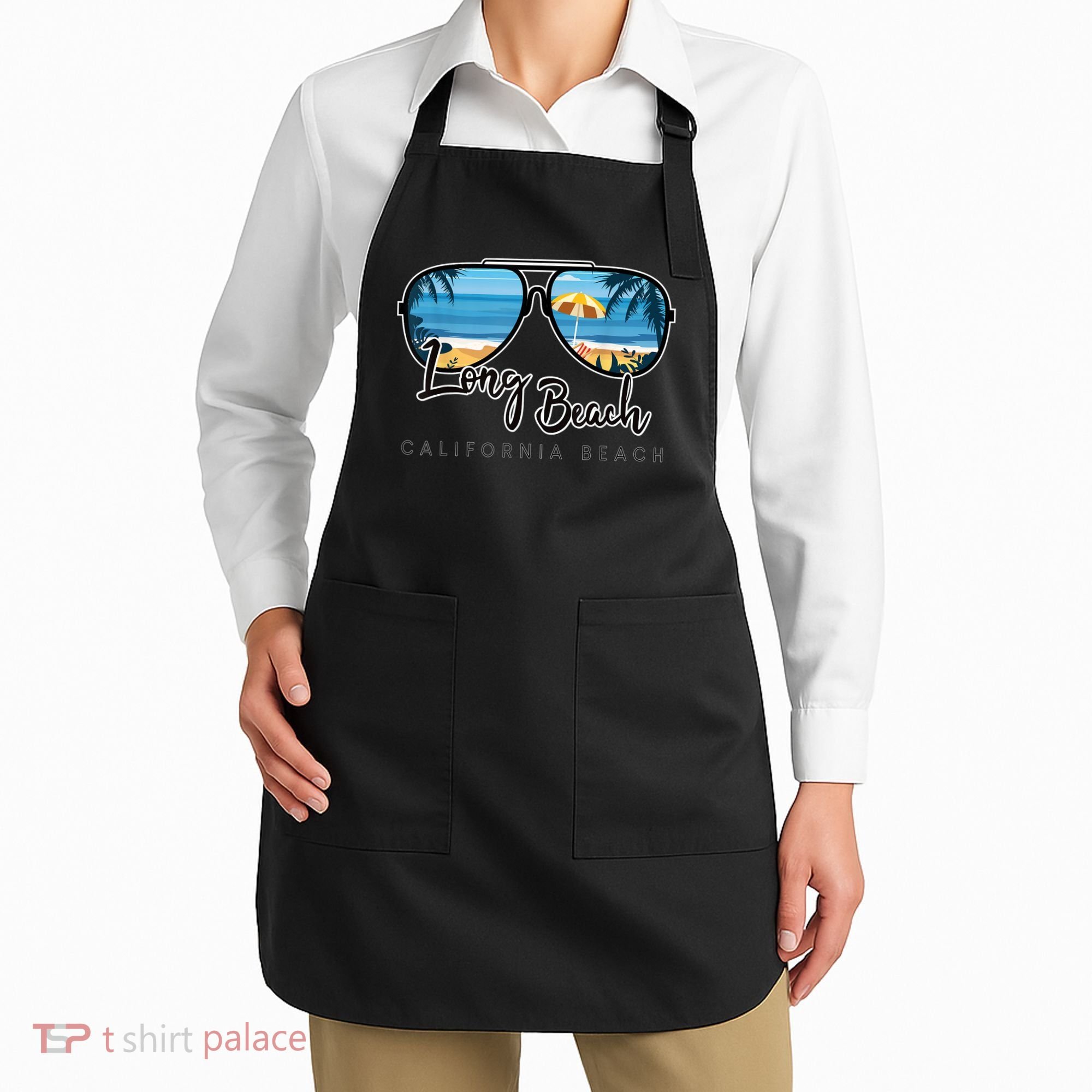 Long Beach California Palm Tree Sunglasses Souvenir Apron