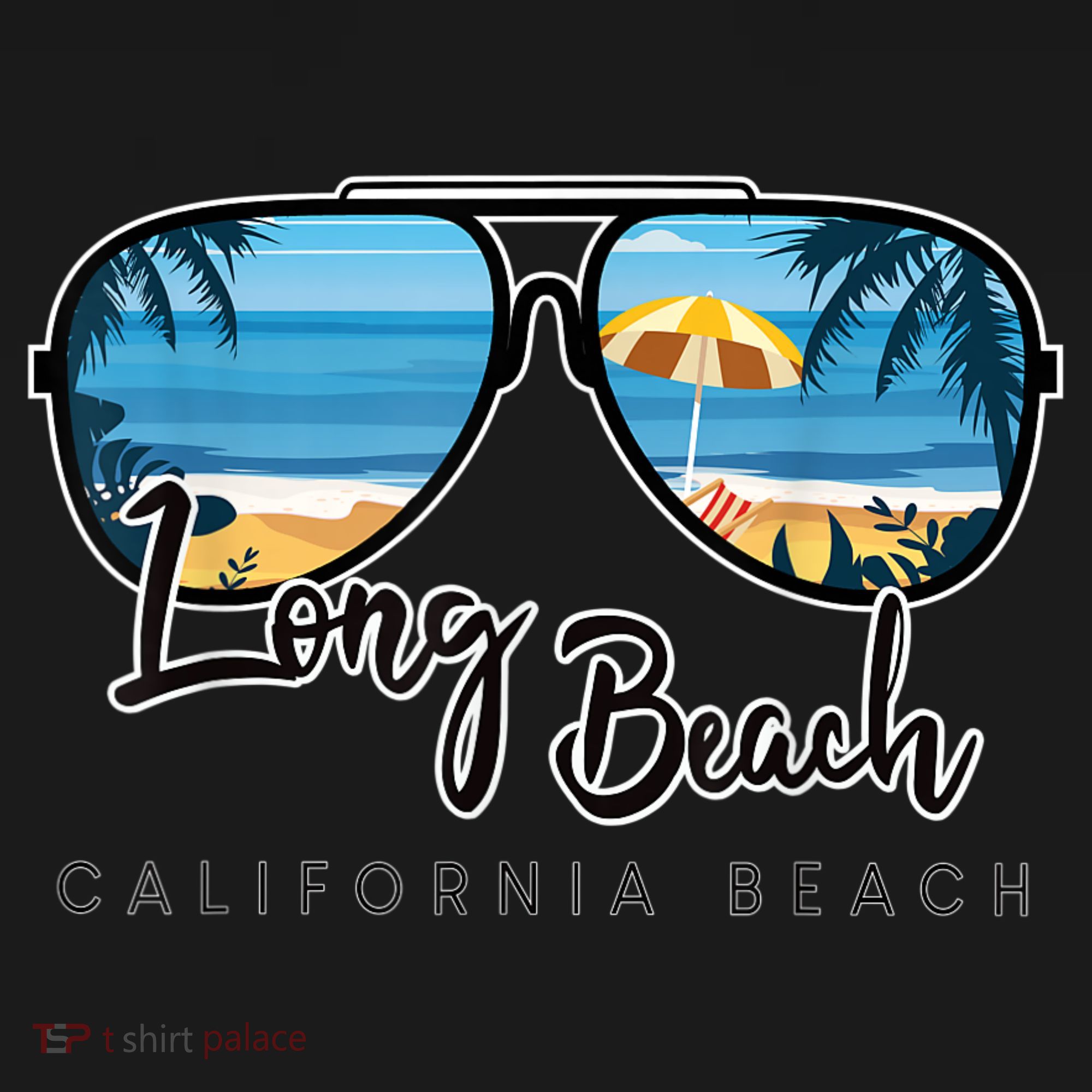 Long Beach California Palm Tree Sunglasses Souvenir Apron