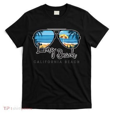 Long Beach California Palm Tree Sunglasses Souvenir T-Shirt