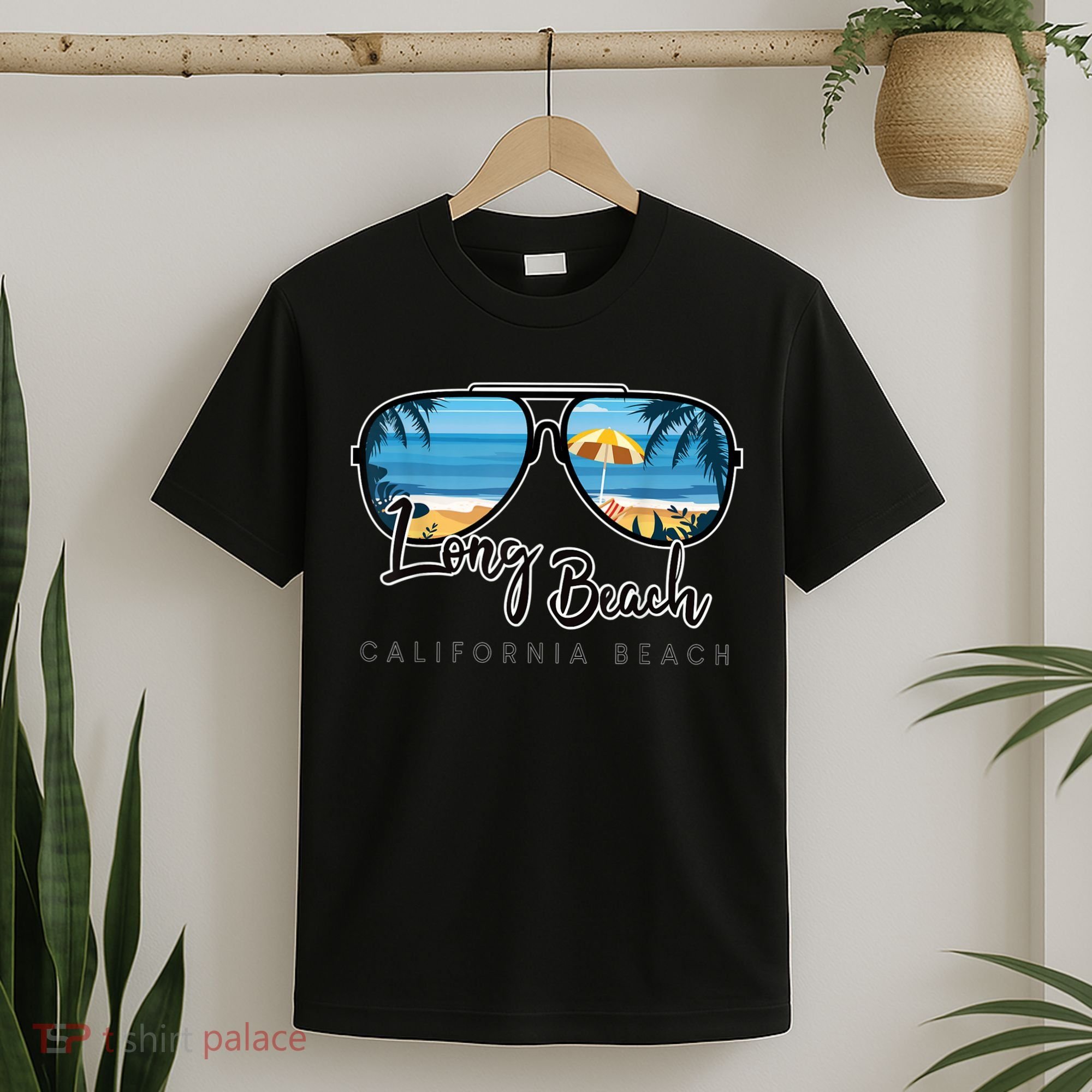 Long Beach California Palm Tree Sunglasses Souvenir T-Shirt